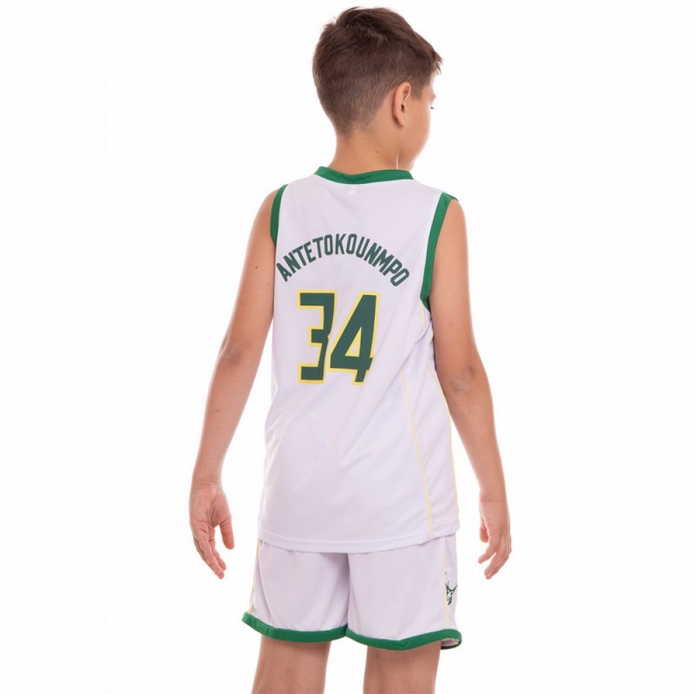 Форма баскетбольная детская Basketball Unifrom Milwaukee Bucks 34 (3582)