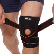 Наколенник-бандаж Knee Brace с силиконовым кольцом, ремнями, эластичными ребрами жестости (9014)