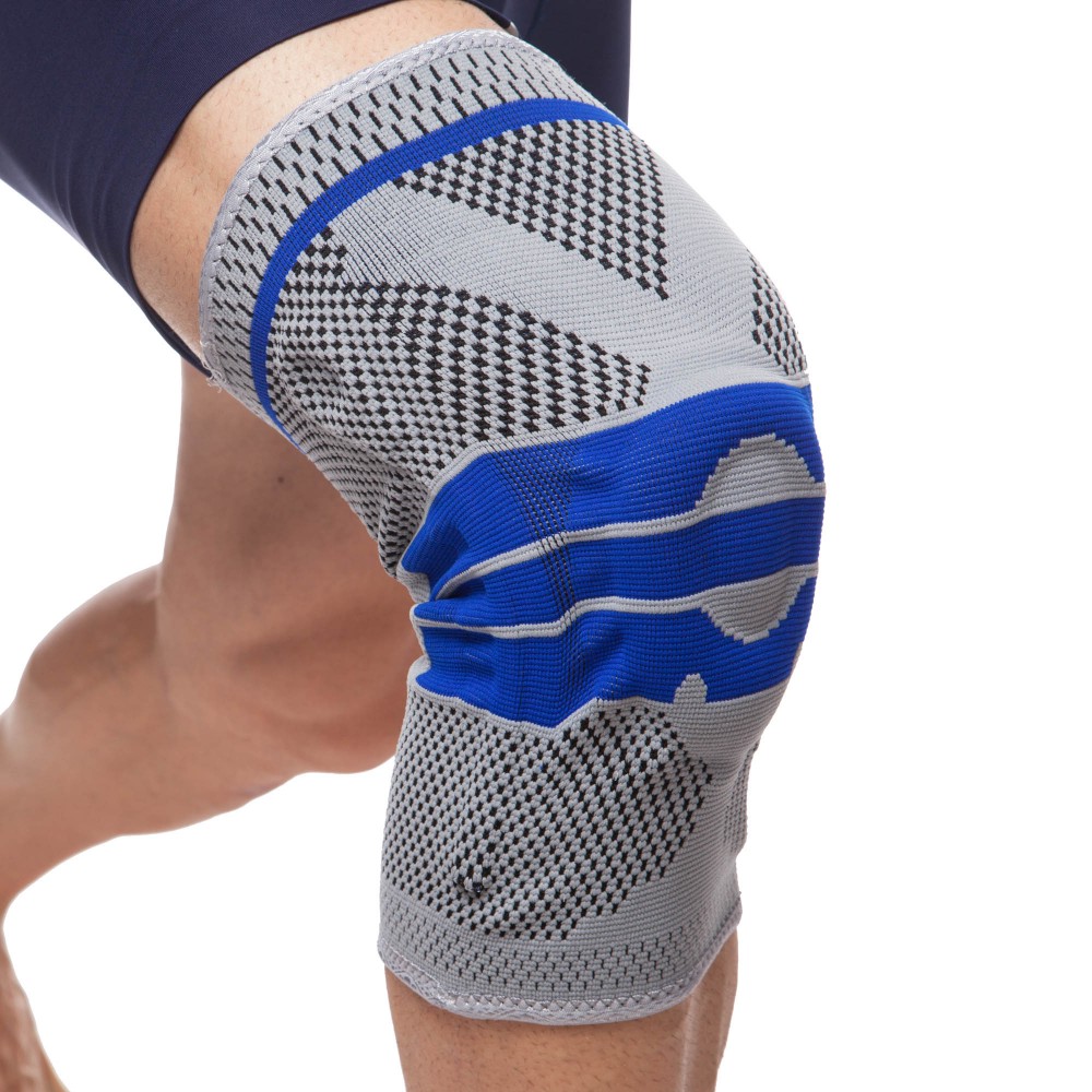 Наколенник-бандаж Knee Brace 1 шт с силиконовым кольцом, эластичными ребрами жестости (9065)