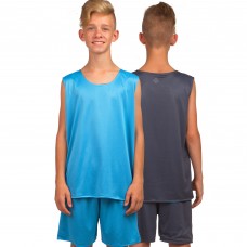 Форма баскетбольная детская BasketBall Uniform двусторонняя голубой-серый (LD-8300T)