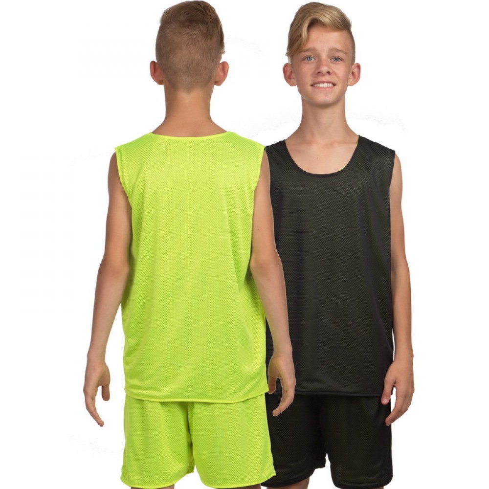 Форма баскетбольная детская BasketBall Uniform двусторонняя салатовый-черный (LD-8300T)