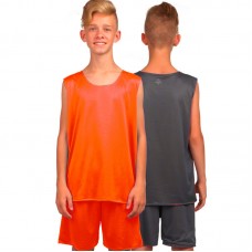 Форма баскетбольная детская BasketBall Uniform двусторонняя оранжевый-серый (LD-8300T)
