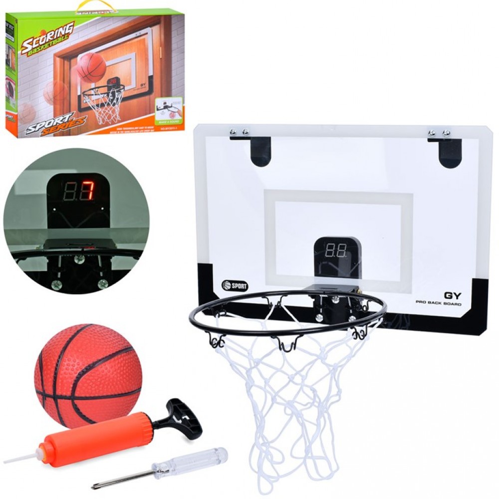 Мини-щит баскетбольный на дверь Basketball MiniHoop 46х30 см с кольцом 24 см и сеткой (MR1149)