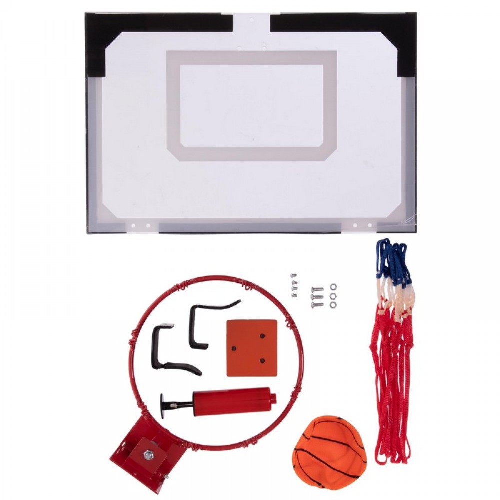 Мини-щит баскетбольный Basketball MiniHoop 45х30 см с кольцом 22 см и сеткой (S011)