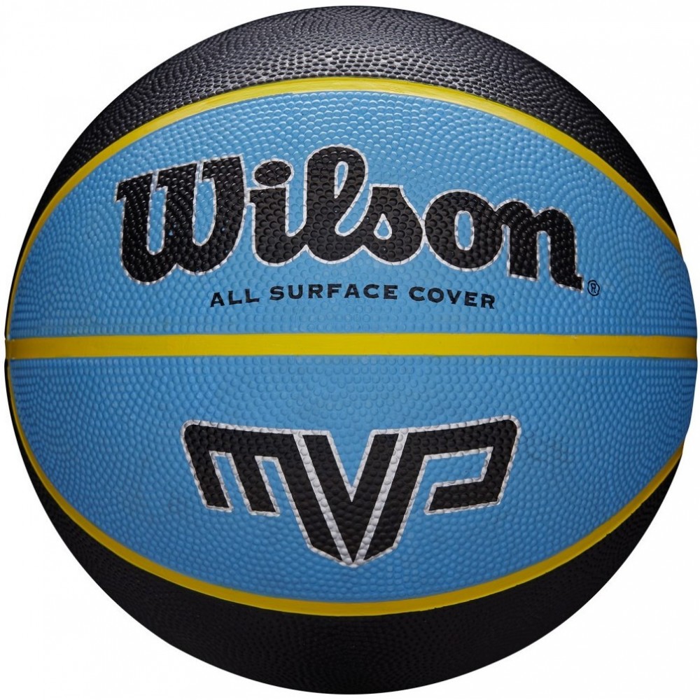 Мяч баскетбольный Wilson MVP размер 5, 6, 7 резиновый черный-синий для игры на улице-зале (WTB9019XB07)