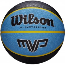 Мяч баскетбольный Wilson MVP размер 5, 6, 7 резиновый черный-синий для игры на улице-зале (WTB9019XB07)