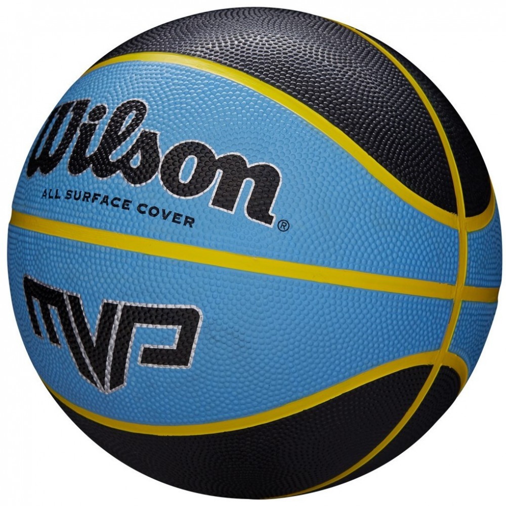 Мяч баскетбольный Wilson MVP размер 5, 6, 7 резиновый черный-синий для игры на улице-зале (WTB9019XB07)