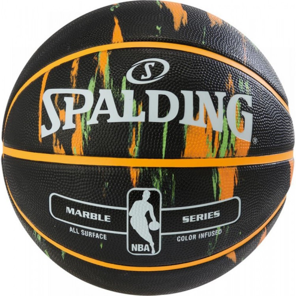 Мяч баскетбольный Spalding NBA Marble Outdoor размер 7 резиновый черно-желтый (83882Z)