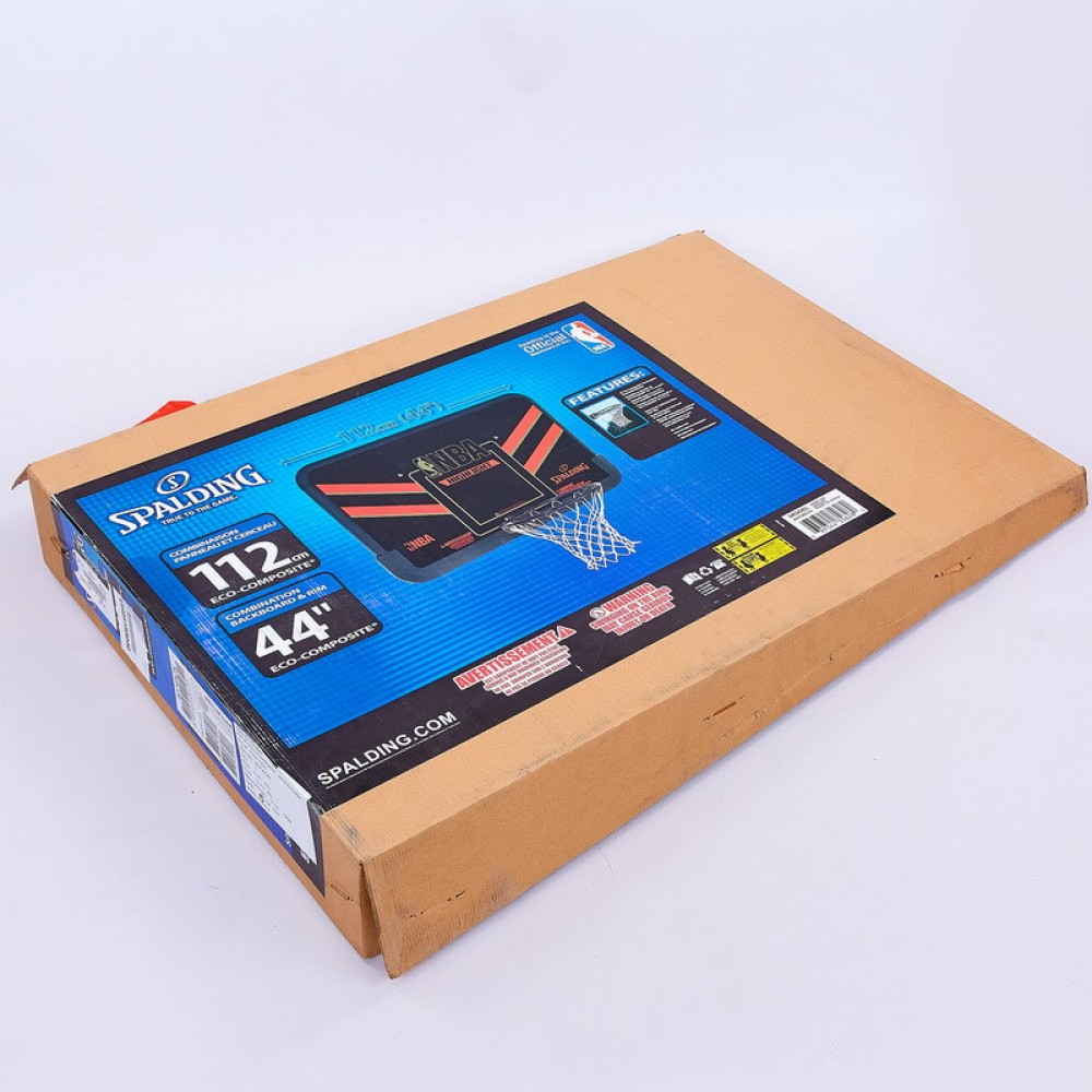 Щит баскетбольный игровой Basketball NBA Hoop 108х73 см с кольцом 49 см и сеткой (80798CN)