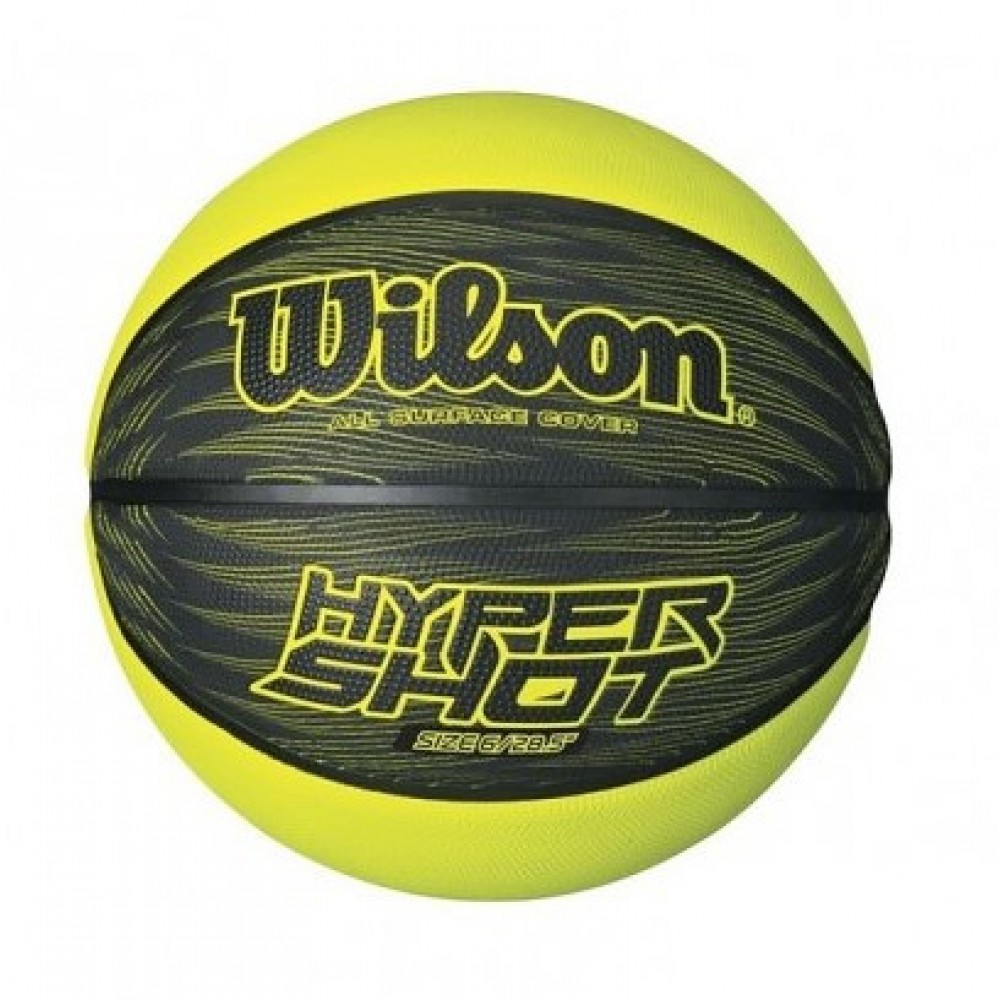 Мяч баскетбольный резиновый для улицы и зала Wilson Hyper shot blackl/lime размер 6