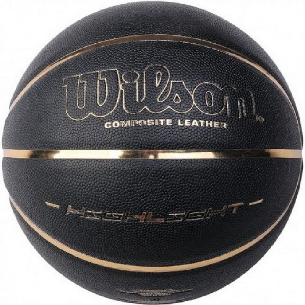 Мяч баскетбольный композитная кожа для игры в зале Wilson Hightlight BLGO размер 7, цвет - черный